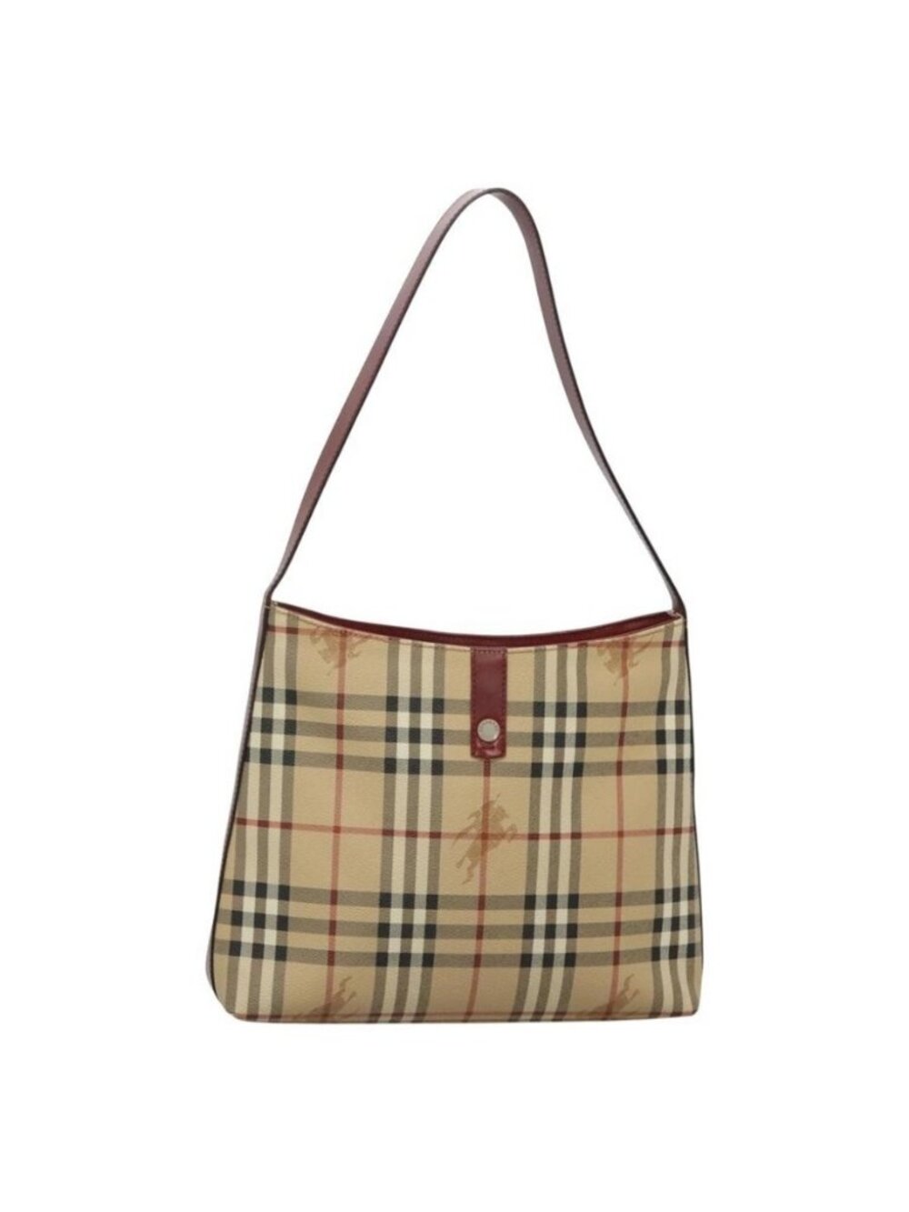 Authentic BURBERRY Nova Check Shoulder Bag PVC Beige Silver - Picture 1 of 16